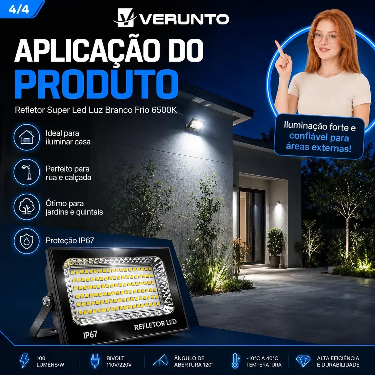 Kit 2 Refletores Super LED 400W IP67 Bivolt Branco Frio 6500K